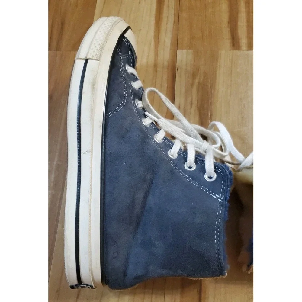 Converse Chuck 70 High Suede Fur Size W 10.5 M 8.5 Navy Blue Pink 166319C